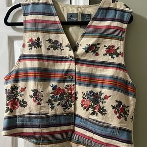 Floral Vintage Vest / Flower Power / 80s Vintage Jackets / size M